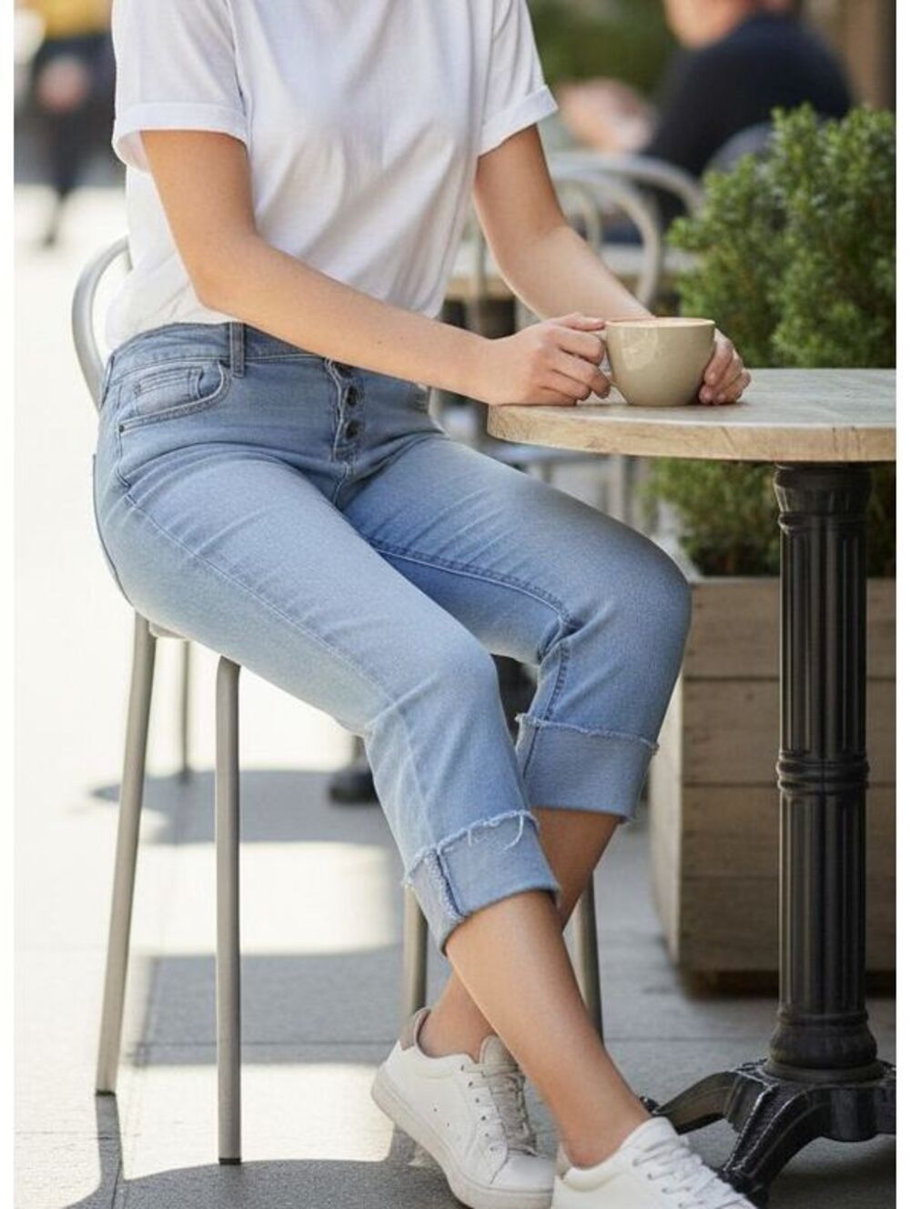 Bleu Light Wash Button Fly Cropped Jeans Size 12P Petite Raw Hem